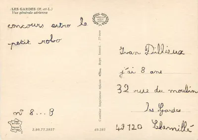 Les Gardes (M.-et-L.) — Vista geral aérea — Impressor Combier, n° 8...B — Verso