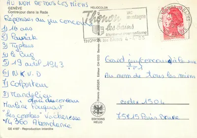Fontein Jet in Genève — uitzicht vanaf de baai — Edities Helio, Thonon-les-Bains — Achterkant
