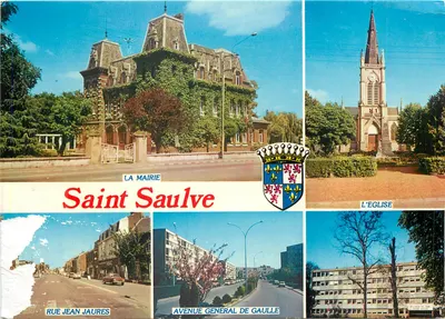 Saint Saulve — vista da prefeitura, da igreja e de suas ruas — Impressor Combier