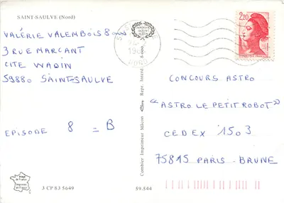 Saint Saulve — vista da prefeitura, da igreja e de suas ruas — Impressor Combier — Verso