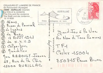 Aurillac — La città e la Jordanne — Edizioni d'arte Arcueil — Verso
