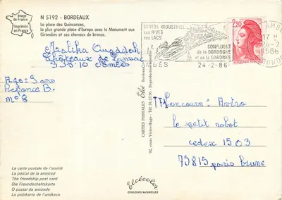Place des Quinconces — Pomnik Girondynów — Wydawca Elcée, nr 5192 — Rewers