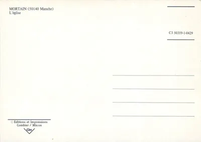 Mortain — Katedra — Wydawnictwo i Drukarnia Combier / Mâcon, seria C3 50359-1-0429 — Rewers
