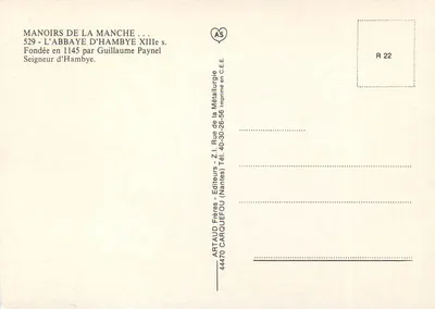 Abadia de Hambye — Mansões da Manche — Artaud Frères, Nantes — Verso