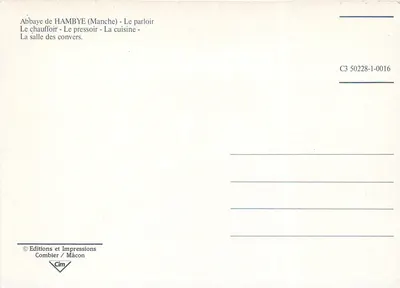 Abadia de Hambye — vestígios medievais — Edições e Impressões Combier / Mâcon, n° C3 50228-1-0016 — Verso