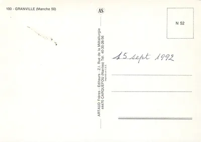 Granville — Ontem e Hoje — Artaud Frères, N° 52 — Verso