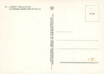 Lassay (Mayenne 53) — Het feodale kasteel (XIIe en XVe eeuw) — Artaud Frères, Carquefou — Achterkant