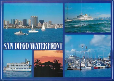San Diego Waterfront — Published by Road Runner Card Co., San Diego, Ca. 92110