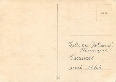 Carta postal ilustrada do Schwarzwald — edição Sch 13 — L. Barth — Verso