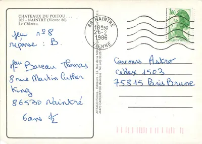 Castelo de Naintre — Vienne 86 — Edições Artaud Frères — Verso