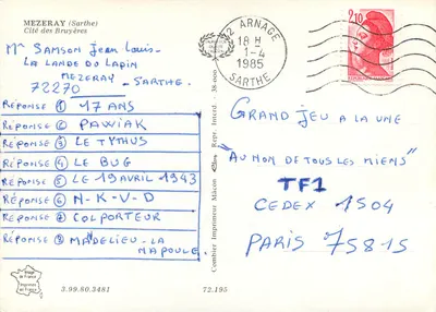 Mezeray (Sarthe) — Cité des Bruyères — Editor: Combier Imprimeur Mâcon — Verso