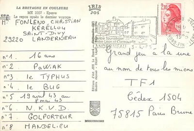 Zwei verfallene Holzboote — Verlag: Editions d'Art JOS, Serie MX 3207 — Bretagne in Farben — Rückseite