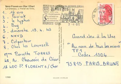 Saint-Florent-sur-Cher — Zamek, Urząd Miasta — M. ROUSSEL, wydawca fotograficzny, Paryż, nr 1703 — Rewers