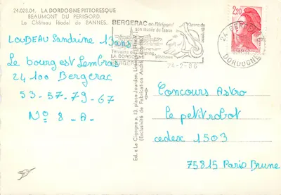 Zamek feudalny w Bannes — Beaumont du Périgord — Wyd. La Cigogne — Rewers