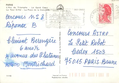Parijs — Arc de Triomf, Sacré-Cœur, Eiffeltoren, Place de la Concorde — Gedrukt in Frankrijk — Achterkant