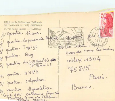 CPM Don de sang — Verso