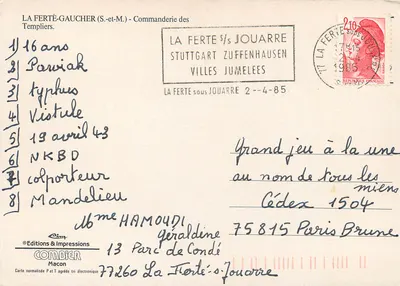 La Ferté-Gaucher (S.-et-M.) — Komendarię Templi — Wydawnictwo & Drukarnia Comdier — Rewers