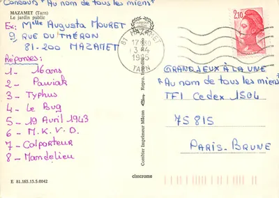Jardim público — Mazamet (Tarn) — Combier Impressor Mâcon — Verso