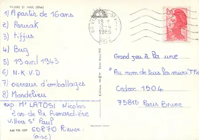 Villers St Paul — widok z lotu ptaka miasta i jego kościoła — Wydawnictwo Naturalne Wzloty, nr A60 Y35 1009 — Rewers