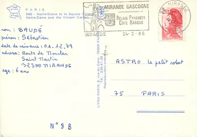 Notre-Dame de Paris — Praça Viviani — editor LYNAL, N°8B — Verso
