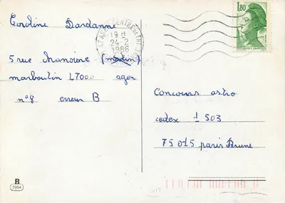 Dziecko z psem w koszyku — Paryż 15 — wydawca Giordano — Rewers