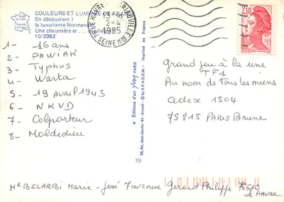 Normandzki dom z dachem z trawy — kwiaty — Éditions Jean-Jaurès-94 — Rewers