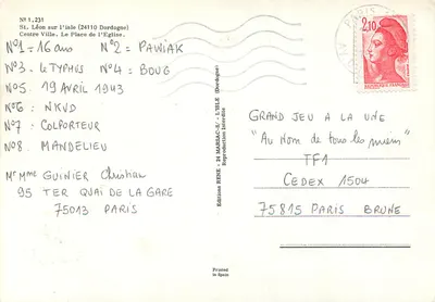 St. Léon-sur-l'Isle — Plac Kościoła — Wydawnictwo RENE — Rewers