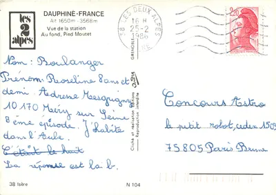 Les 2 Alpes — Widok stacji Au fond, Pied Moutet — Wydawnictwo Les 2 Alpes — Rewers