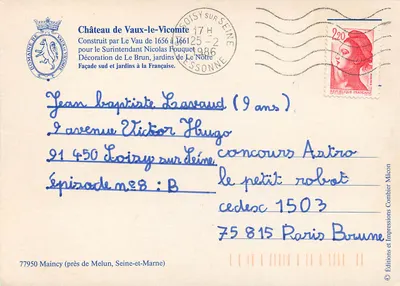 Zamek Vaux-le-Vicomte — widok z powietrza — Wydawnictwo i Drukarnia Combier Mâcon — Rewers