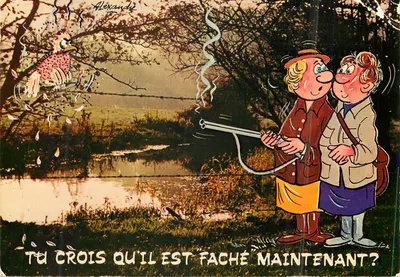 Deux chasseurs et un oiseau — scène de chasse — Éditions LYNA - PARIS, Série 'CHASSE' n°819/5