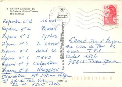 Statua św. Teresy — Bazylika Sacré-Cœur — Wydawca ARTAUD Frères — Rewers