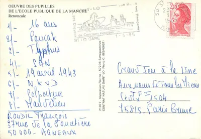 Renoncula — Oeuvre des Pupilles de l'École Publique de la Manche — Impression Nature Saint-Lo — Verso