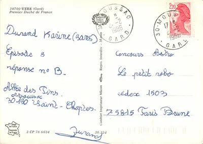 Uzès — 1. Ducja Francji — Combiér Imprimeur Maçon — Rewers