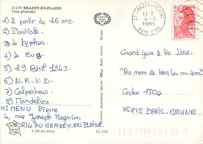 Brazey en Plaine — vista geral — Imprensa de Mâcon — Verso
