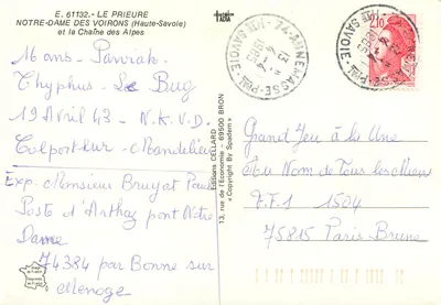 Klasztor Najświętszej Maryi Panny z Voirons (Haute-Savoie) — wydawca TADIA, nr 61132 — Rewers