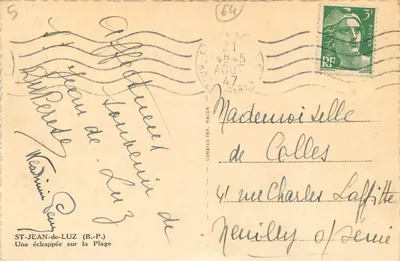 Saint-Jean-de-Luz (B.P.) — Uma vista da Praia — Combier Imp. MACON — Verso