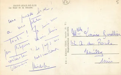 Saint-Jean-de-Luz — A Baía e a Rhune — Edição CEBE Ascain, série 5 — Verso