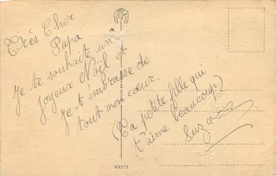 Natal — cena da entrada de Belém com crianças e jumento — editor Tournesol, n° 900/13 — Verso