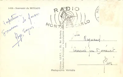 Monako — Widok z pałacu, portu i strażników — Souvenir de Monaco — Rewers