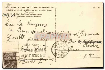 Estação da Rive Droite — Rouen — Os Pequenos Quadros da Normandia, N. 119 — Verso
