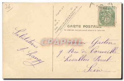 Le Tréport — A velha Cruz de argila e a rua de Paris — V.P. Paris No.17 — Verso