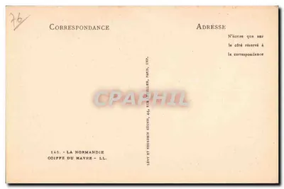 Kobieta w szaliku z motywami — szal z falankami — wydawca La Normandie, Havre — Rewers