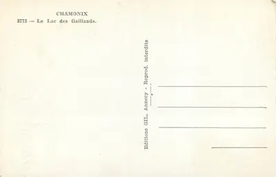 Chamonix — O Lago dos Gaillands — Edições GIL, Annecy — Verso