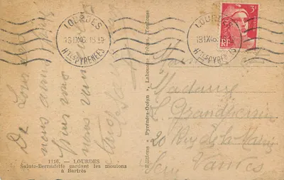Lourdes — Herinneringen aan Lourdes — Uitgever: Ed. Laboureur Frères — Achterkant
