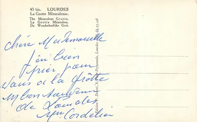 Lourdes — La Gruta Milagrosa — Edición P. Dokcet, Lourdes — Reverso