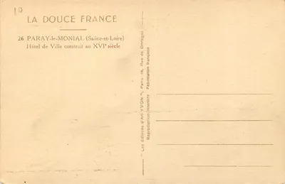 Hôtel de Ville — Paray-le-Monial — Les Éditions d'Art Yvon — Verso