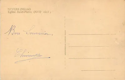 Nevers (Nièvre) — Igreja de São Pedro (século XVII) — Héliogravure Combier Macon — Verso