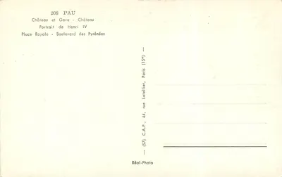 पौ — किला, गाव, हेन्री चौथ के चित्र — रियल-फोटो — पीछे
