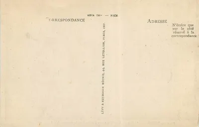 Antibes (A.M.) — Widok przez cypory i zasne Alpy — wyd. Lévy & Neurdein, Nice — Rewers