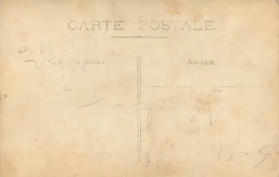Três homens em traje — fundo vegetal — carta postal italiana — Verso